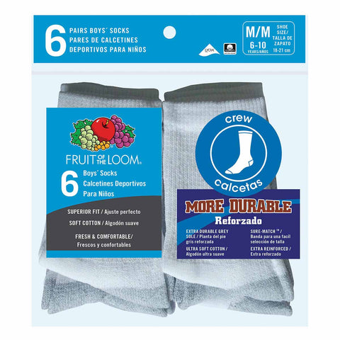 CALCETA FRUIT OF THE LOOM C880W6M CALCETA COIRTA NIÑO T/MED 6 PK