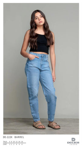 PANTALON DEEZER DE-222K PANTALON MOMFIT BARREL NIÑA