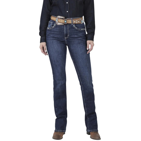 PANTALON WRANGLER 112373927 JEANS HIGH RISE CORTE BOTA BORDADO DAMA