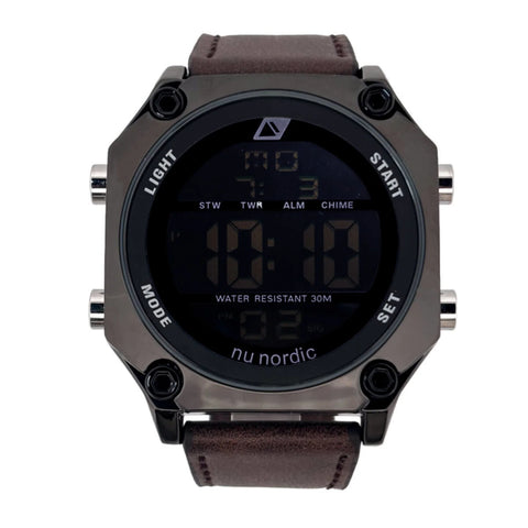 RELOJ NUNORDIC INU200173 Reloj Nu Nordic Digital con Correa de Tactopiel Color Café Oscuro para Hombre