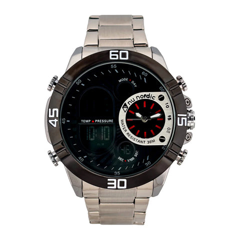 RELOJ NUNORDIC INU200182 Reloj Nu Nordic Digital con Correa de Metal Color Plateado con Simuladores en Carátula