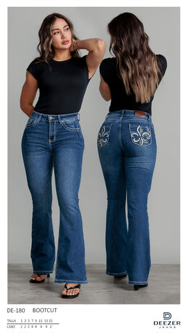 PANTALON DEEZER DE-180 PANTALON BOOTCUT CAMPANA BORDADO DAMA
