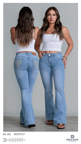 PANTALON DEEZER DE-183 PANTALON BOOTCUT CAMPANA BORDADO DAMA