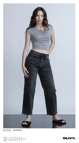 PANTALON OLIVY OL-516 PANTALON BARREL DAMA