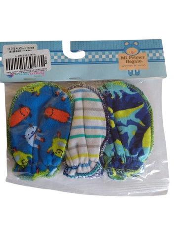 MANOPLAS MI PRIMER REGALO E-50018 JUEGO CON 3 MANOPLAS DE INTERLOCK ESTAMPADO BASICO