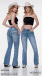 PANTALON MONACO MON-3636 PANTALON CAMPANA BORADO DAMA
