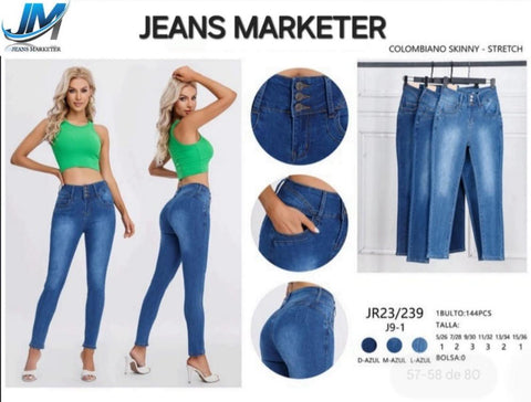 PANTALON JEANS MARKETER JR23-239 PANTALON COLOMBIANO SKINNY STRETCH DAMA