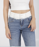 PANTALON DOUX DXD0443 PANTALON PRETINA BLANCA WIDE LEG