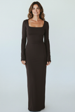 VESTIDO LONDON FASHION 127-26 VESTIDO LARGO MANGA LARCO ESCOTE CUADRADO