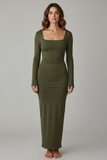 VESTIDO LONDON FASHION 127-26 VESTIDO LARGO MANGA LARCO ESCOTE CUADRADO