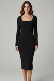 VESTIDO LONDON FASHION 127-26 VESTIDO LARGO MANGA LARCO ESCOTE CUADRADO