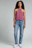 BLUSA LONDON FASHION 114-26 BLUSA HALTER SIN MANGAS BOTONES FRENTE DAMA