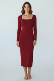 VESTIDO LONDON FASHION 127-26 VESTIDO LARGO MANGA LARCO ESCOTE CUADRADO