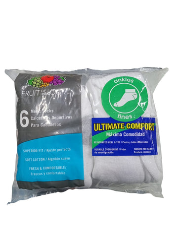 TINES FRUIT OF THE LOOM M595W6M CALCETA TIN ANKLE CAB 6 PK