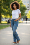 PANTALON SHICAS 13481 PANTALON VAQUERO BORDADO SLIM BOOT DAMA
