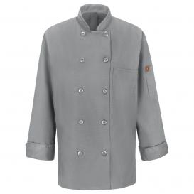 CHEF COAT RED KAP 041XGY F LS MIMIX CHEF COAT W/ BUTTONS-GY