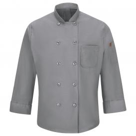 CHEF COAT RED KAP 042XGY M LS MIMIX CHEF COAT W/ BUTTONS-GY