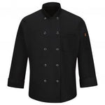 CHEF COAT RED KAP 042XBK M LS MIMIX CHEF COAT W/ BUTTONS-BK