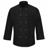 CHEF COAT RED KAP 042XBK M LS MIMIX CHEF COAT W/ BUTTONS-BK