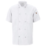 CHEF COAT RED KAP 046XWH M SS CHEF COAT W/ MIMIX AND OB - WH