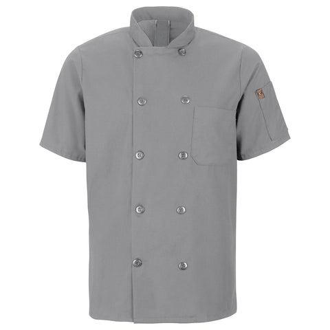 CHEF COAT RED KAP 046XGY M SS CHEF COAT W/ MIMIX AND OB - GY