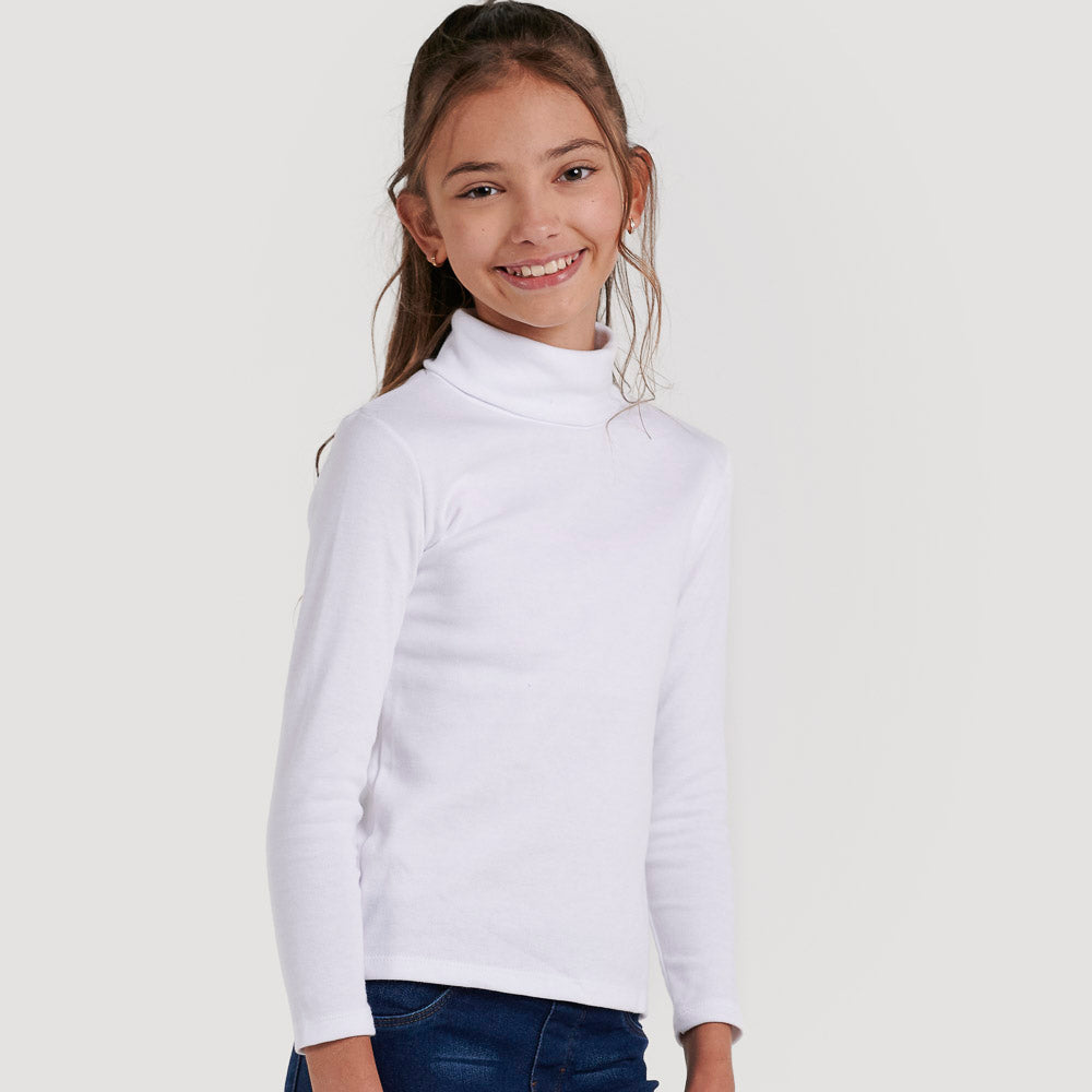 Camiseta Marron Niña Camiseta Manga Larga Infantil Unisex - Cuello Tortuga,  Tallas 5/6 A 13 Años Polo Blanco Niña, image size:1000x1000